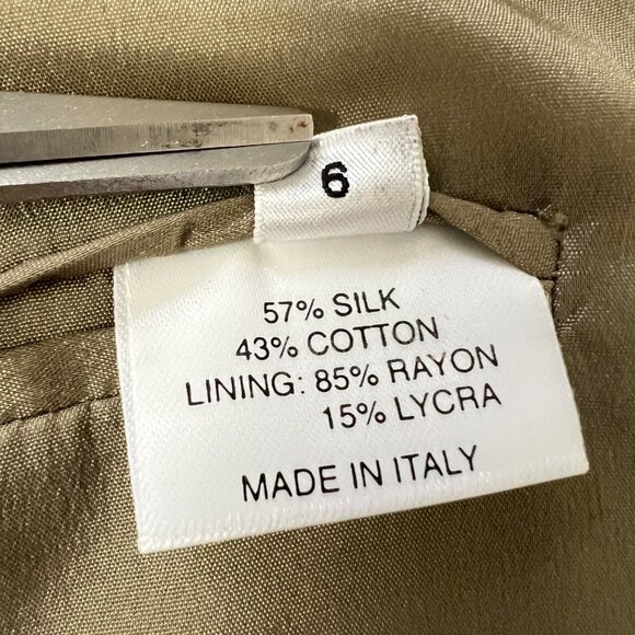 Marlowe Italy Womens Tan 2 Piece Suit Skirt Jacket Silk Cotton size IT 40 US 6 - Picture 14 of 14